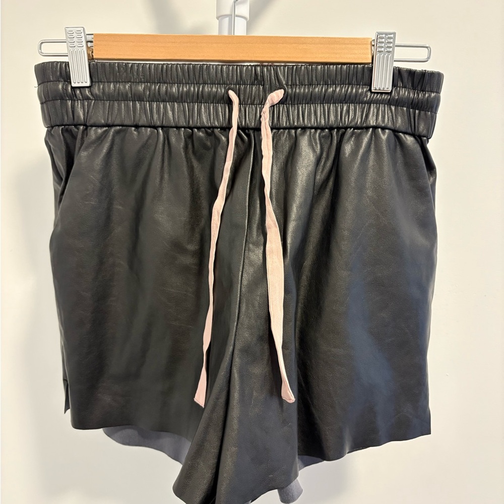 Wilfred Black Faux Leather Shorts